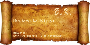 Boskovitz Kinga névjegykártya